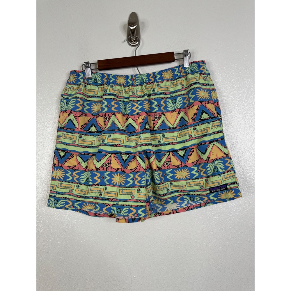 Patagonia Baggies Lights 6.5 Shorts HGSA Salamander Green Multi Mens Large L